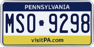 PA license plate MSO9298