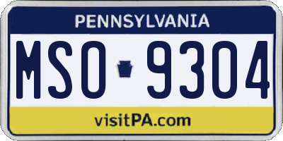 PA license plate MSO9304