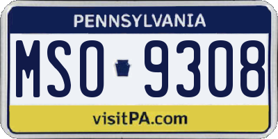 PA license plate MSO9308