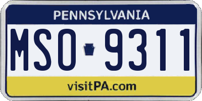 PA license plate MSO9311
