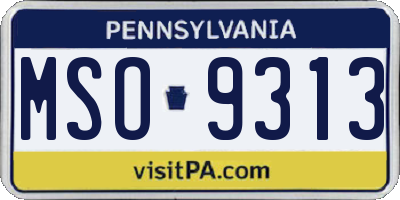 PA license plate MSO9313