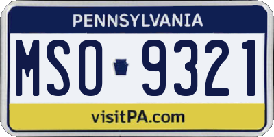 PA license plate MSO9321