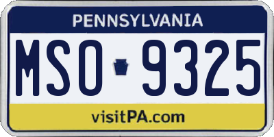 PA license plate MSO9325