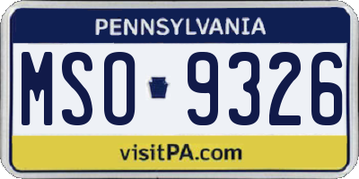 PA license plate MSO9326