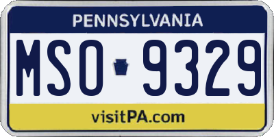 PA license plate MSO9329