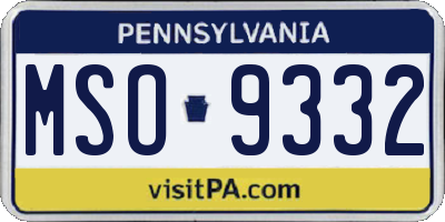 PA license plate MSO9332