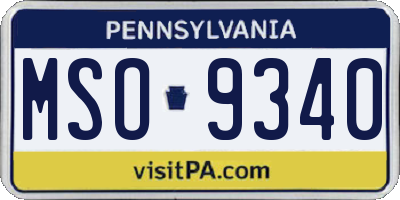 PA license plate MSO9340