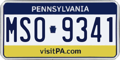 PA license plate MSO9341