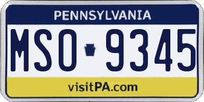 PA license plate MSO9345