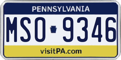 PA license plate MSO9346