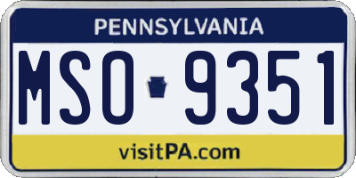 PA license plate MSO9351