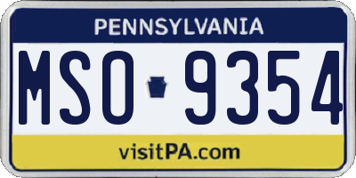 PA license plate MSO9354