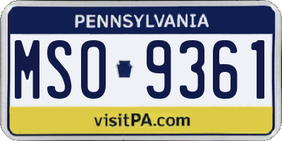 PA license plate MSO9361