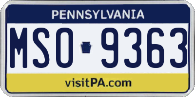 PA license plate MSO9363