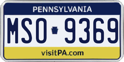 PA license plate MSO9369