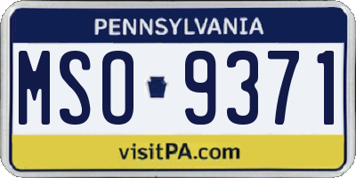 PA license plate MSO9371