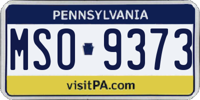 PA license plate MSO9373