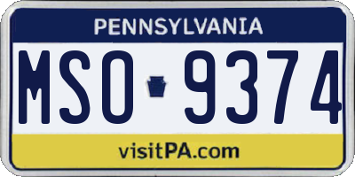 PA license plate MSO9374