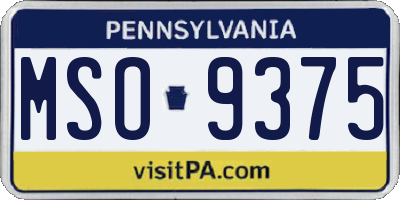 PA license plate MSO9375