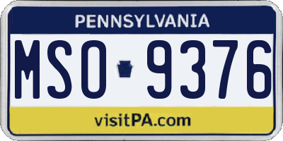 PA license plate MSO9376
