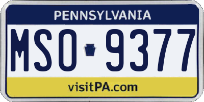 PA license plate MSO9377