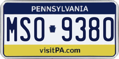 PA license plate MSO9380