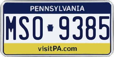 PA license plate MSO9385