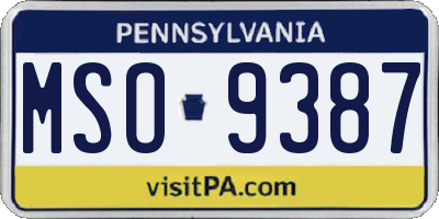 PA license plate MSO9387