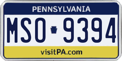 PA license plate MSO9394