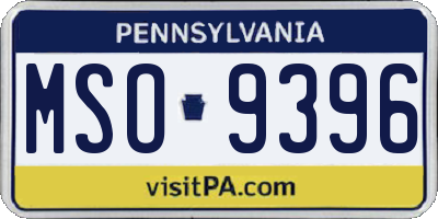 PA license plate MSO9396