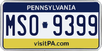 PA license plate MSO9399