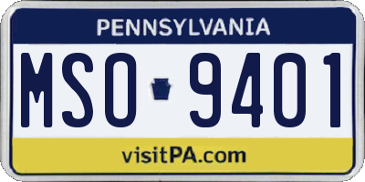 PA license plate MSO9401