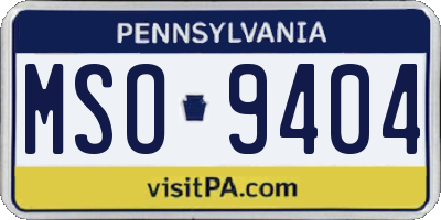 PA license plate MSO9404