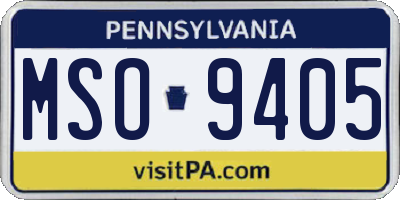 PA license plate MSO9405