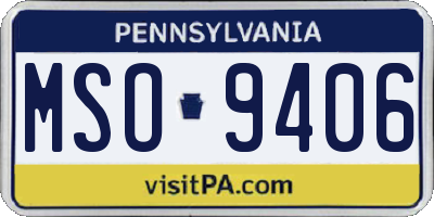 PA license plate MSO9406