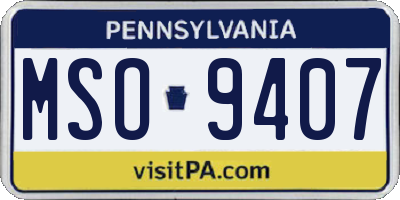 PA license plate MSO9407