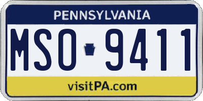 PA license plate MSO9411