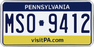 PA license plate MSO9412