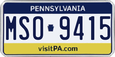 PA license plate MSO9415