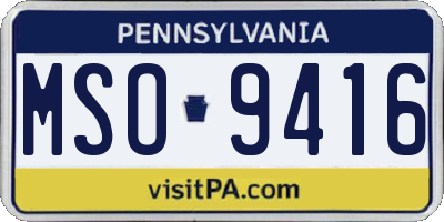 PA license plate MSO9416
