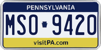 PA license plate MSO9420