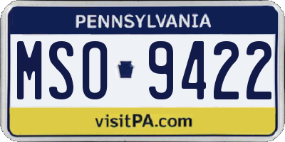 PA license plate MSO9422