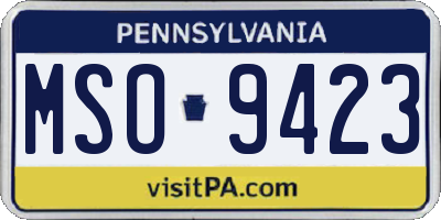 PA license plate MSO9423