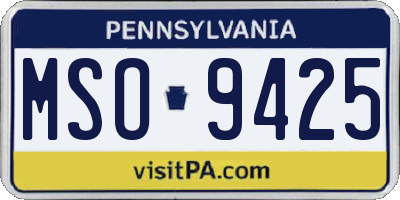 PA license plate MSO9425