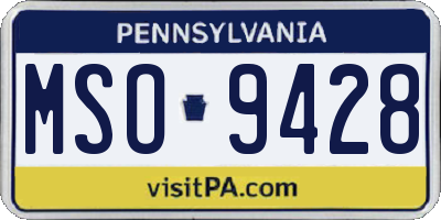 PA license plate MSO9428