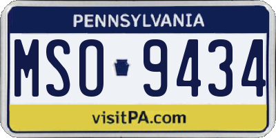 PA license plate MSO9434