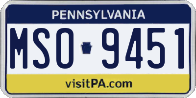 PA license plate MSO9451