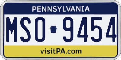 PA license plate MSO9454