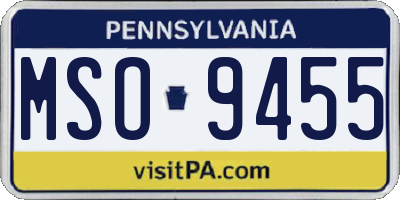 PA license plate MSO9455