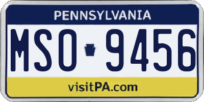 PA license plate MSO9456